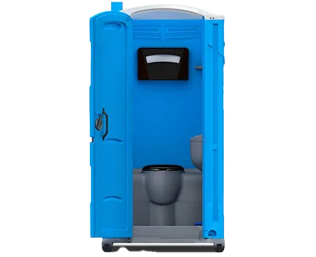 Deluxe dumpster showing toilet seat and urinal