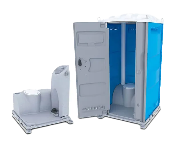 Portable toilet showcasing a sink inside